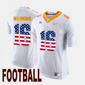 US Flag Fashion #16 Peyton Manning UT Jersey White For Men's 727570-652