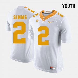 Youth College Football #2 Matt Simms UT Jersey White 511756-558